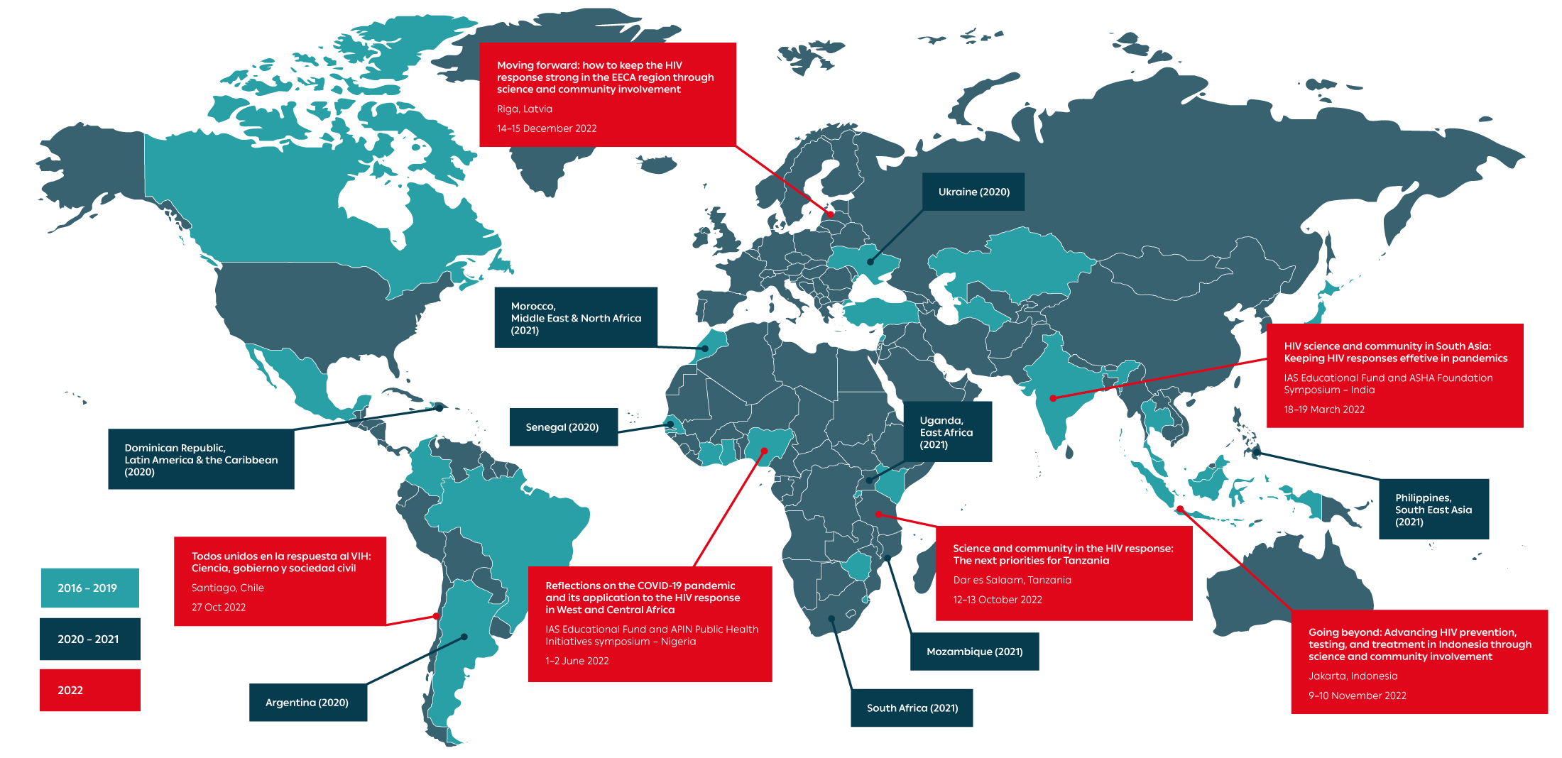 Educational Fund Meeting locations on a world map